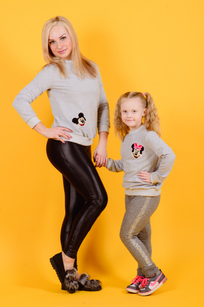 Купить Детская толстовка "Мини Маус" ДФ 145 Family look (серый) на Неженке