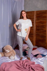 Пижама женская ЖП 024/1 (молочный+клетка)